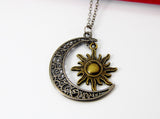 Black Moon and Sun Charm Necklace Christmas Gifts, N2090C