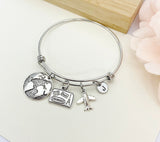 Silver Travel Bracelet Globe, Suitcase Airplane Charms, Best Seller Christmas Travel Agency Gifts, N5370