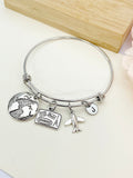 Silver Travel Bracelet Globe, Suitcase Airplane Charms, Best Seller Christmas Travel Agency Gifts, N5370