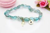 Gold Natural Apatite Bead Stretch Bracelet Gemstone Jewelry, Best Seller Christmas Gifts, N1726