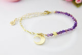 Gold Natural Agate Bracelet Gemstone Jewelry, Best Seller Christmas Gifts, N1442