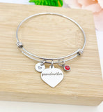 Christmas Gifts for Grandmother, Stainless Steel Heart Grandmother Bracelet, D006