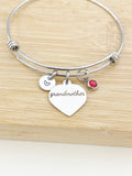 Christmas Gifts for Grandmother, Stainless Steel Heart Grandmother Bracelet, D006