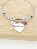 Christmas Gifts for Grandmother, Stainless Steel Heart Grandmother Bracelet, D006