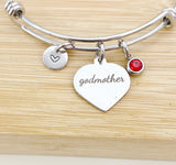 Best Christmas Gifts for Godmother, Stainless Steel Heart Godmother Bracelet D008