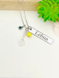 Silver Tennis Necklace Christmas Gifts for Tennis Player, School Sport Team Gifts, Tennis Racket Ball, D015