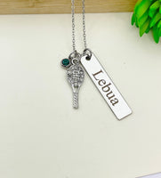 Silver Tennis Necklace, Best Seller Christmas Gifts for Tennis Player, School Sport Team Gifts, Tennis Racket Ball, D020