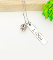 Silver Soccer Necklace Best Seller Christmas Gifts for Soccer Team, School Sport Team Gifts, Ball, D023