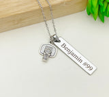 Silver Basketball Hoop Necklace Christmas Gifts for Basketball Team, School Sport Team Gifts, D030