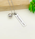 Silver Basketball Necklace Name, Ball, Best Seller Christmas Gifts for Basketball Team, School Sport Team Gifts, D032