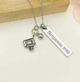 Silver Basketball Hoop Ball Necklace Name, Best Christmas Gifts for Basketball Team, School Sport Team Gifts, D034
