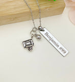 Silver Basketball Hoop Ball Necklace Name, Best Christmas Gifts for Basketball Team, School Sport Team Gifts, D034