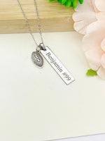 Silver Rugby Necklace Name, Best Seller Christmas Gifts for Rugby Team, School Sport Team Gifts, D035