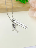 Silver Football Player Charm Necklace Name, Best Christmas Gifts for Football Team, School Sport Team Gifts, D037