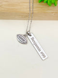 Silver Football Charm Necklace Christmas Gifts for Football Team, School Sport Team Gifts, D038