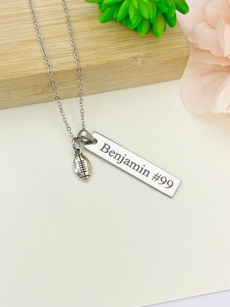 Silver Football Charm Necklace Christmas Gifts for Football Fan, School Sport Team Gifts, D040