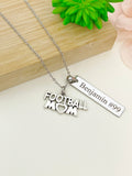 Silver Football Mom Charm Necklace Name, Best Seller Christmas Gifts for Football Mom Team, School Sport Team Gifts, D042