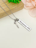 Silver Baseball Bat Ball Charm Necklace Name, Best Seller Christmas Gifts for Baseball Team, School Sport Team Gifts, D043