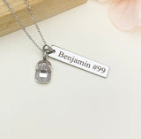 Silver Baseball Cap Hat Charm Necklace, Name, Best Seller Christmas Gifts for Baseball Team, School Sport Team Gifts, D044