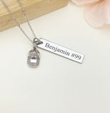Silver Baseball Cap Hat Charm Necklace, Name, Best Seller Christmas Gifts for Baseball Team, School Sport Team Gifts, D044