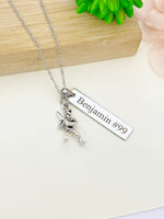 Silver Baseball Plyer Necklace Christmas Gifts for Baseball Team, Coach School Sport Team Gifts, D051
