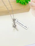 Silver Baseball Player Necklace Christmas Gifts for Baseball Team, Coach School Sport Team Gifts, D051