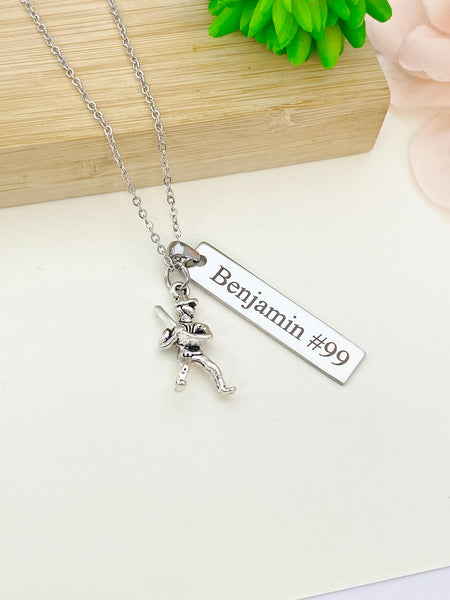 Silver Baseball Player Necklace Christmas Gifts for Baseball Team, Coach School Sport Team Gifts, D051