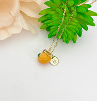 Gold Orange Charm Necklace Fruits Foodie Jewelry Gift, Personalized Customized Gifts, N5161A