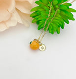 Gold Orange Charm Necklace Fruits Foodie Jewelry Gift, Personalized Customized Gifts, N5161A