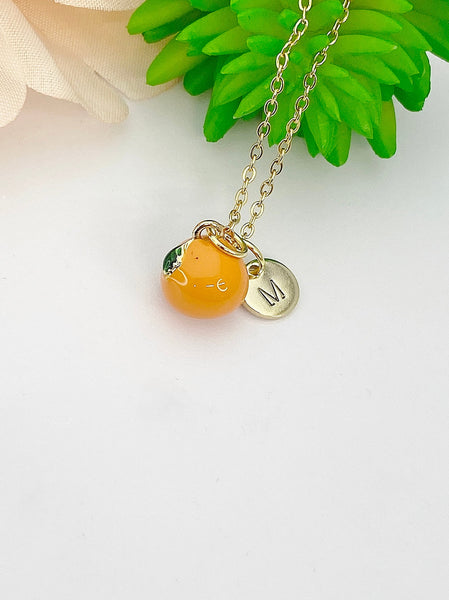 Gold Orange Charm Necklace Fruits Foodie Jewelry Gift, Personalized Customized Gifts, N5161A