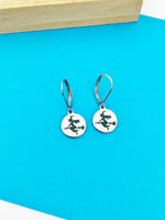 Witch Riding Broom Charm Earrings Halloween Jewelry Gift, Hypoallergenic Earrings, N1297B