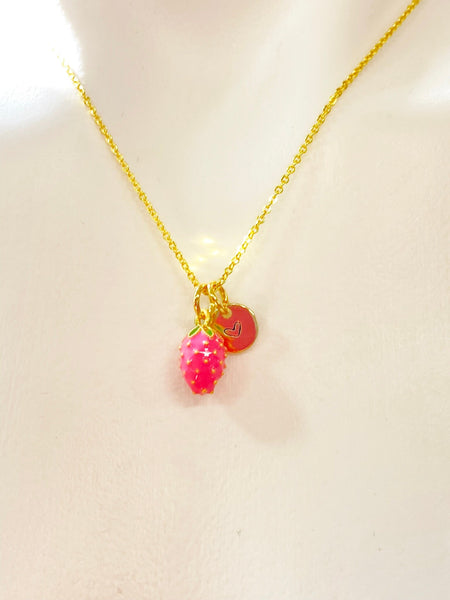 Gold Prickly Pear Charm Necklace Christmas Gifts, Pink, N4585