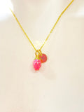 Gold Prickly Pear Charm Necklace Christmas Gifts, Pink, N4585