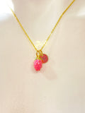 Gold Prickly Pear Charm Necklace Christmas Gifts, Pink, N4585