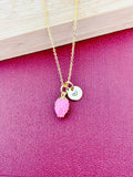 Gold Prickly Pear Charm Necklace Christmas Gifts, Pink, N4585