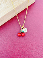 Gold Red Cherry Charm Necklace Christmas Gifts for Teens, N5373