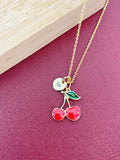 Gold Red Cherry Charm Necklace Christmas Gifts for Sister, N5374