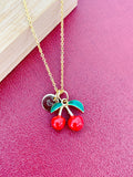 Gold Red Cherry Charm Necklace Christmas Gifts for Girlfriends, N5375