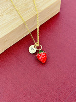 Gold Red Strawberry Charm Necklace Best Seller Christmas Gifts for Girlfriends, N5778