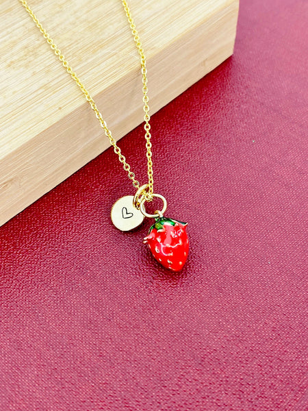 Gold Red Strawberry Charm Necklace Best Seller Christmas Gifts for Girlfriends, N5778