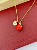 Gold Red Apple Charm Necklace Christmas Gifts for Girlfriends, N5779