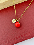 Gold Red Apple Charm Necklace Christmas Gifts for Girlfriends, N5379