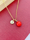 Gold Red Apple Charm Necklace Christmas Gifts for Girlfriends, N5779