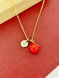 Gold Red Apple Charm Necklace Christmas Gifts for Girlfriends, N5379