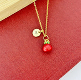 Gold Red Pomegranate Charm Necklace Christmas Gifts for Daughter, N5780