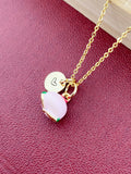 Gold Peach Charm Necklace, Initial Charm, Girlfriend Gift