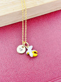 Gold Banana Charm Necklace, Initial Charm