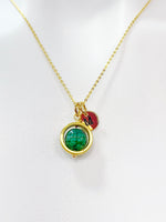 Gold Dragon Veins Agate Necklace Natural Gemstone Jewelry, N5143A