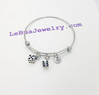 Silver Two Dice Charm Bracelet Christmas Luck Gifts, N763B