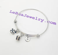 Silver Two Dice Charm Bracelet Christmas Luck Gifts, N763B